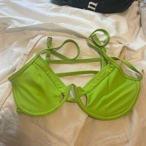 never worn neon green Salerno Swim cute bathing suit bikini top, size S